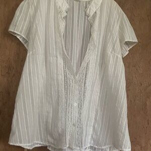 White Lace Trim Blouse